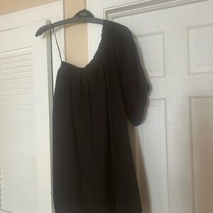 Anthropologie Black One-Shoulder Dress